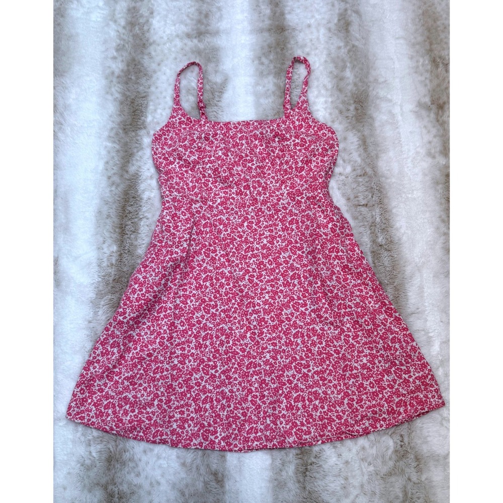 Old Navy Mini Dress Womens Medium Pink‎ Excellent Floral Linen Blend Sundress